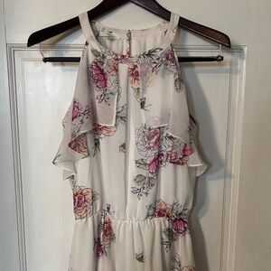 Maurices Pink and Cream Floral Midi Dress